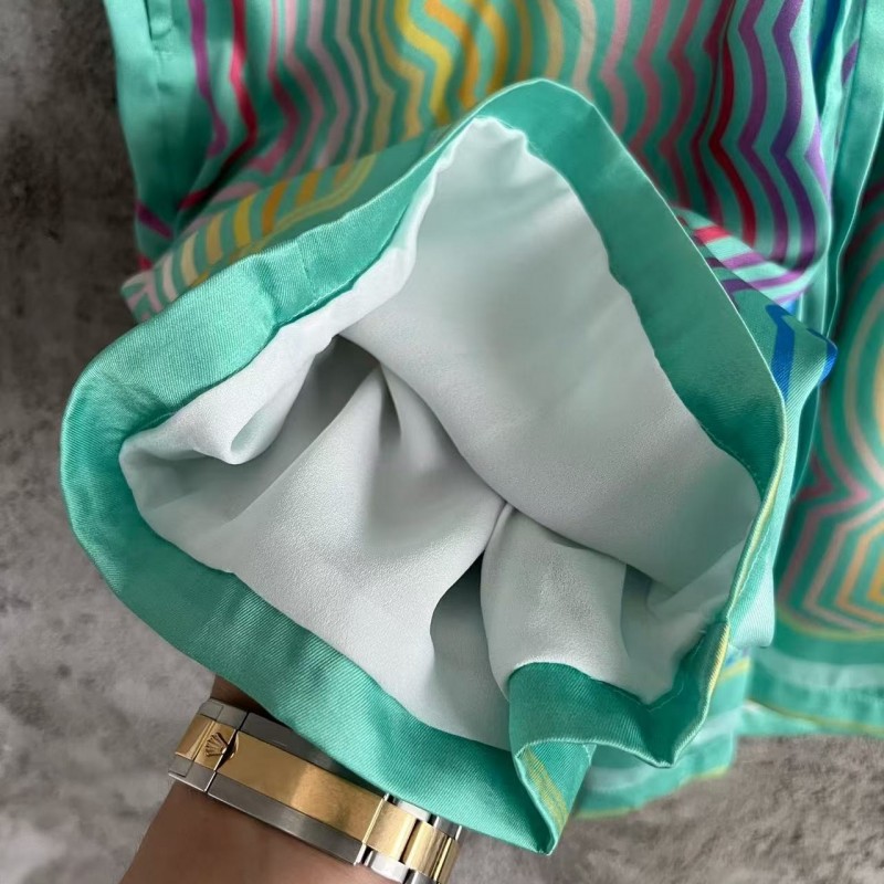 CASABLANCA SpringSummer Blue Line Printed Silk Shorts