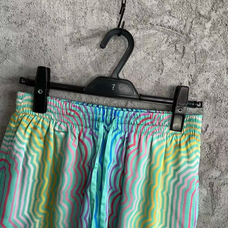 CASABLANCA SpringSummer Blue Line Printed Silk Shorts