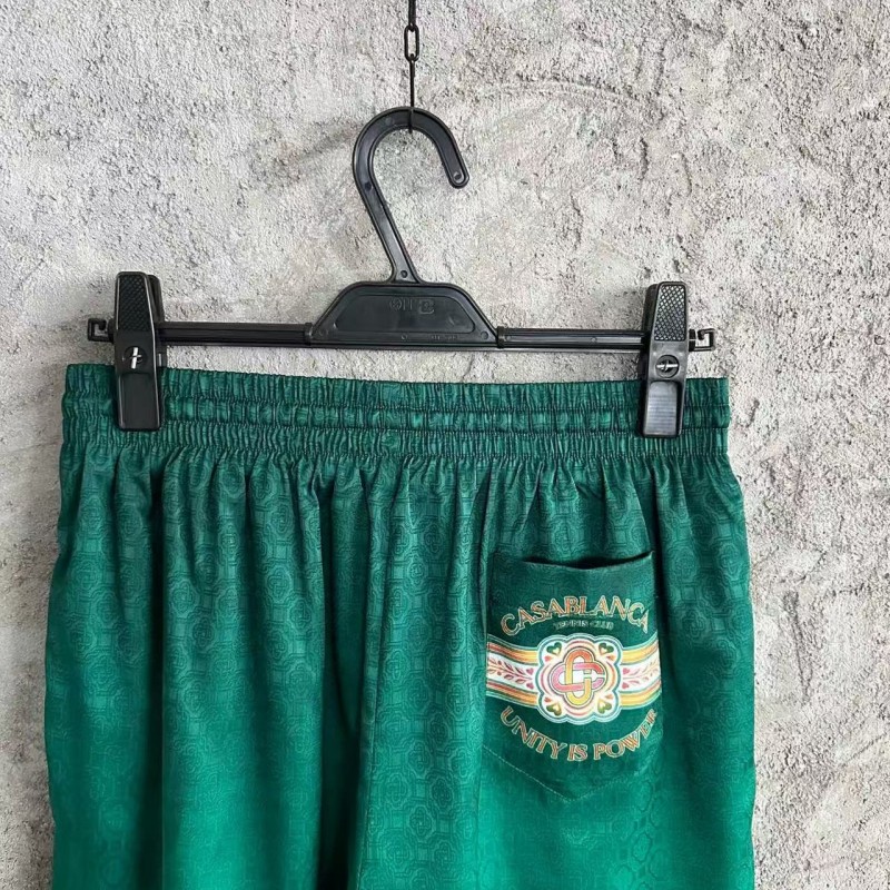 CASABLANCA Green silk jacquard shorts