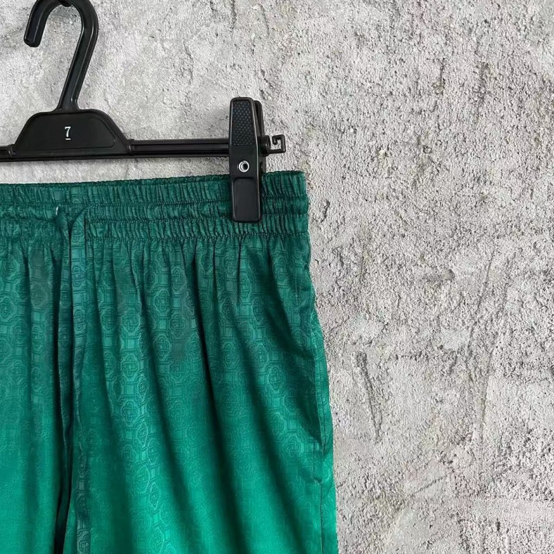 CASABLANCA Green silk jacquard shorts