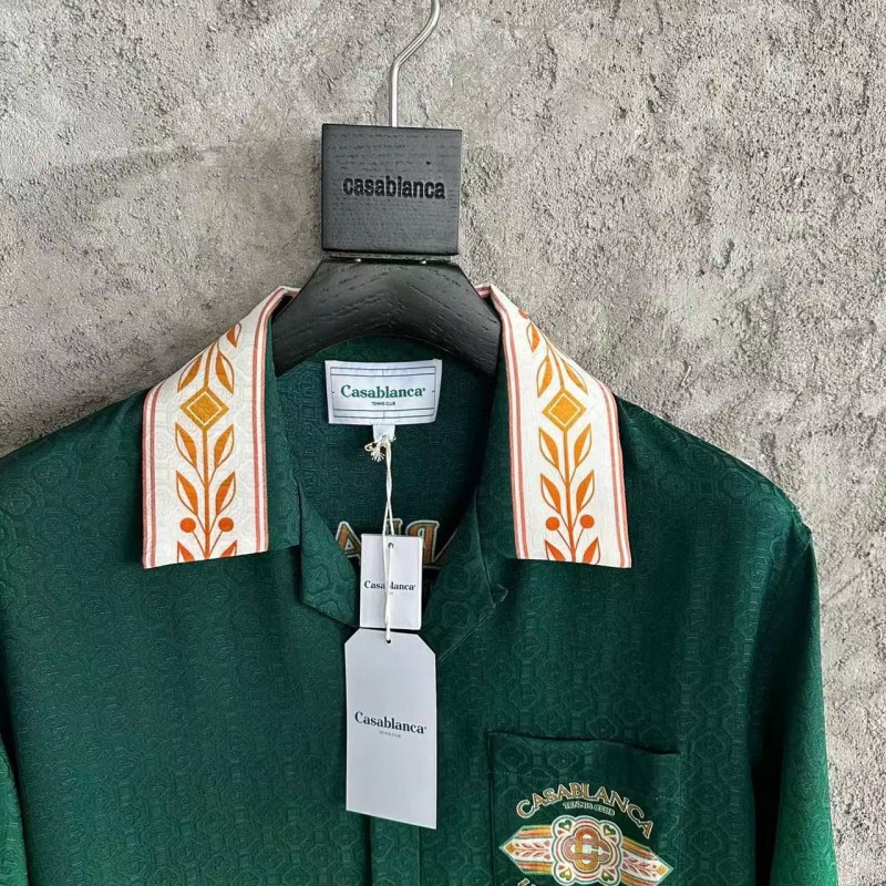 CASABLANCA Green jacquard silk T-shirt