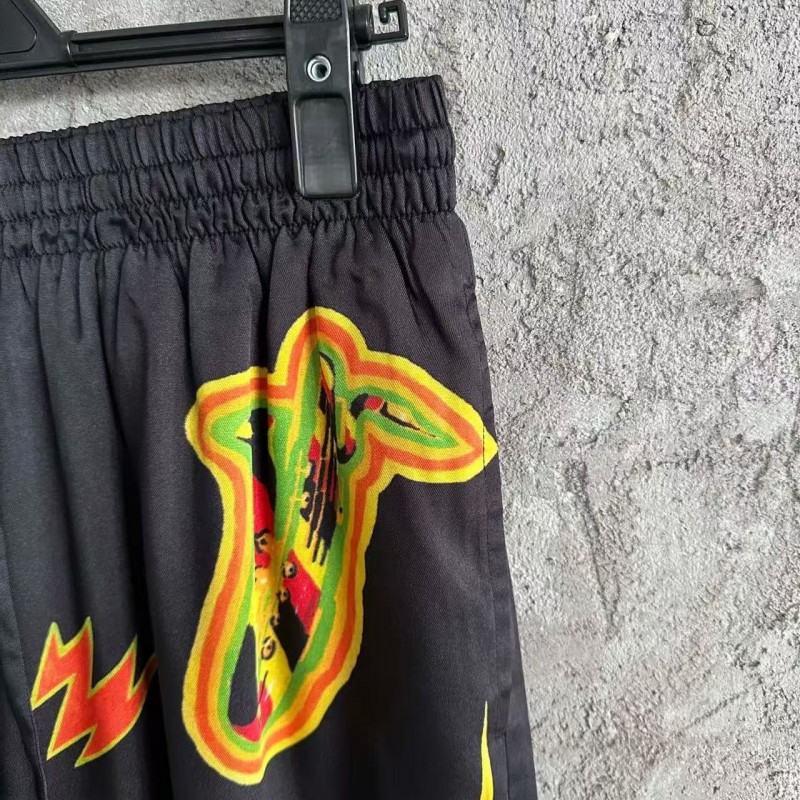 CASABLANCA Black rock pattern silk shorts