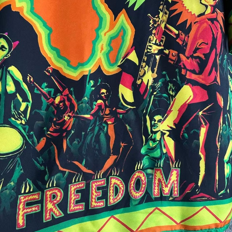 CASABLANCA Black rock graphic silk T-shirt