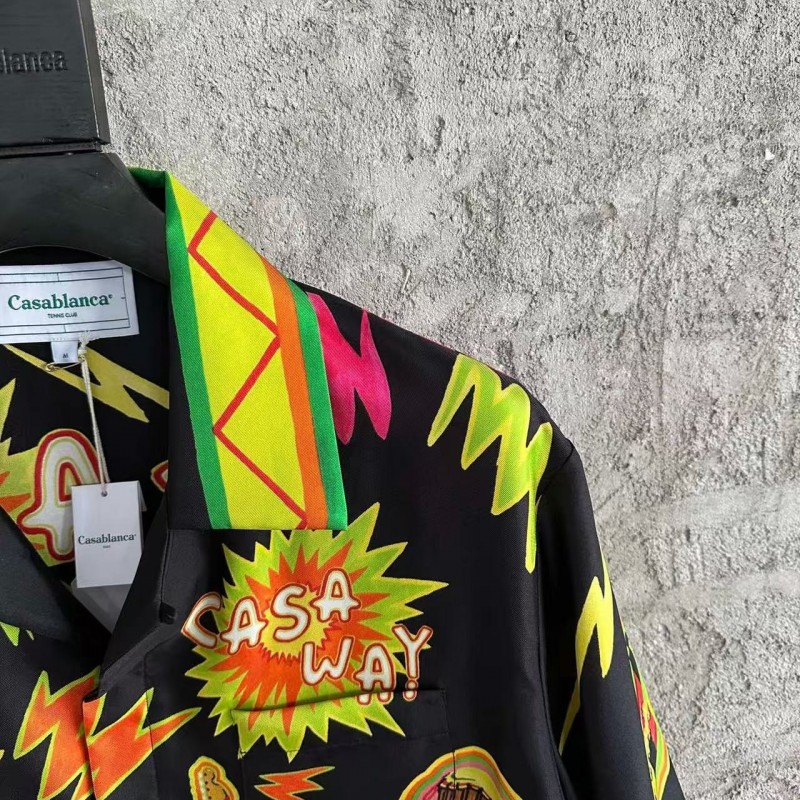 CASABLANCA Black rock graphic silk T-shirt