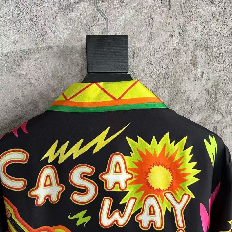 CASABLANCA Black rock graphic silk T-shirt