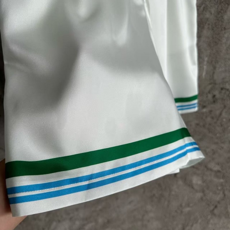 CASABLANCA Colorful portrait pattern silk white shorts