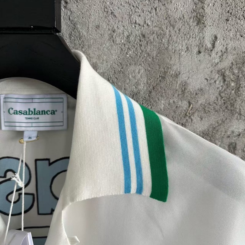 CASABLANCA Colorful portrait pattern silk white T-shirt