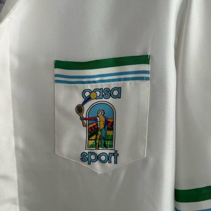 CASABLANCA Colorful portrait pattern silk white T-shirt