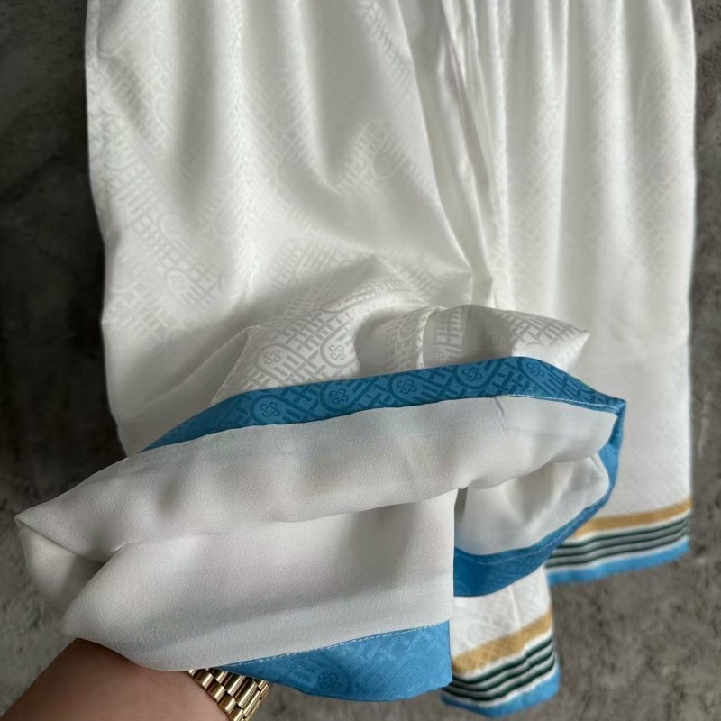 CASABLANCA White shorts in silk jacquard with orange pattern