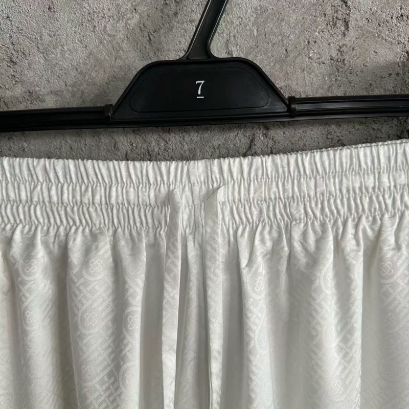 CASABLANCA White shorts in silk jacquard with orange pattern