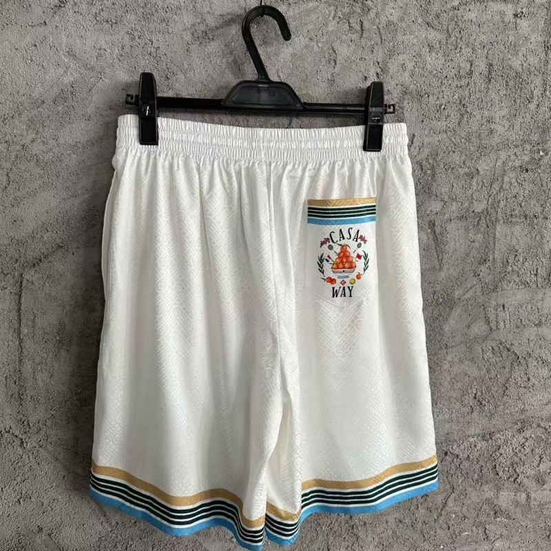 CASABLANCA White shorts in silk jacquard with orange pattern