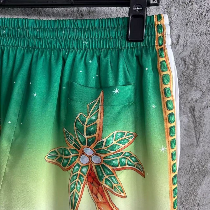 CASABLANCA Green jewel pattern silk shorts