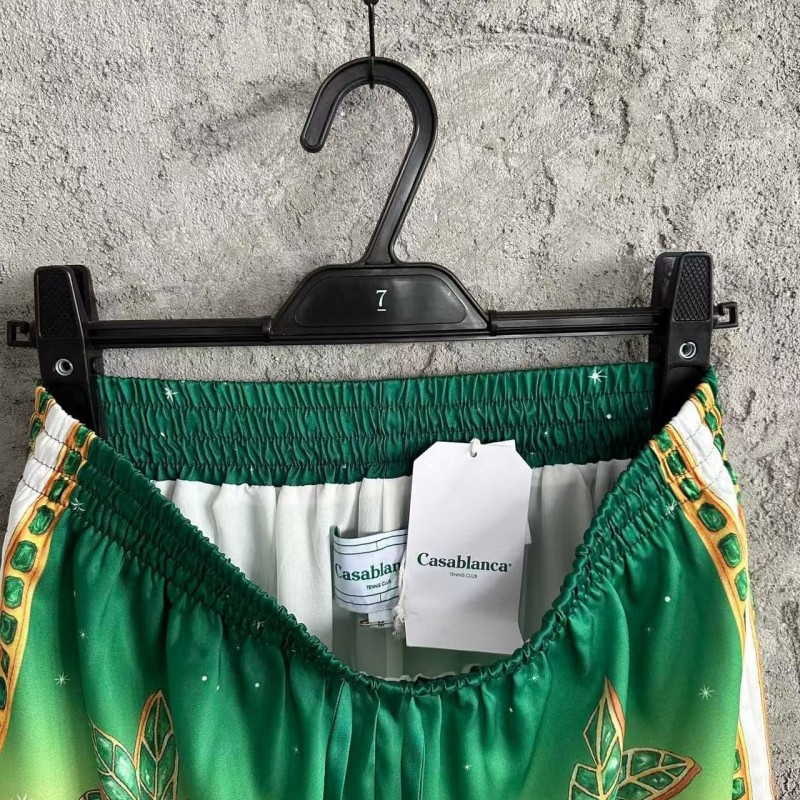 CASABLANCA Green jewel pattern silk shorts