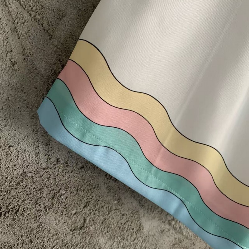 CASABLANCA White silk shorts with glass house pattern