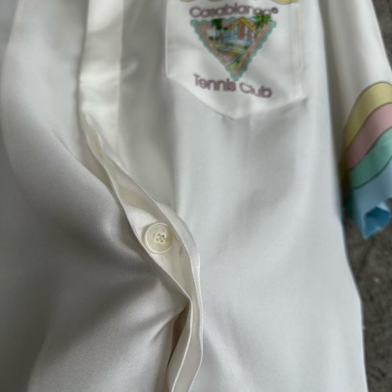 CASABLANCA White silk T-shirt with glass house pattern