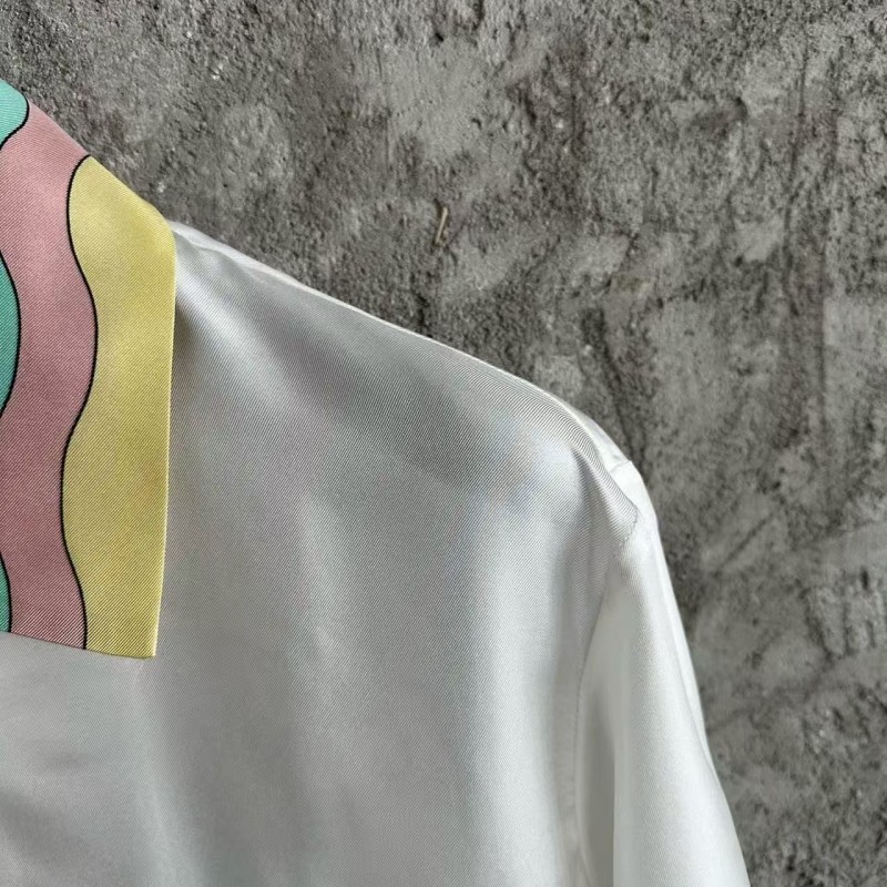 CASABLANCA White silk T-shirt with glass house pattern