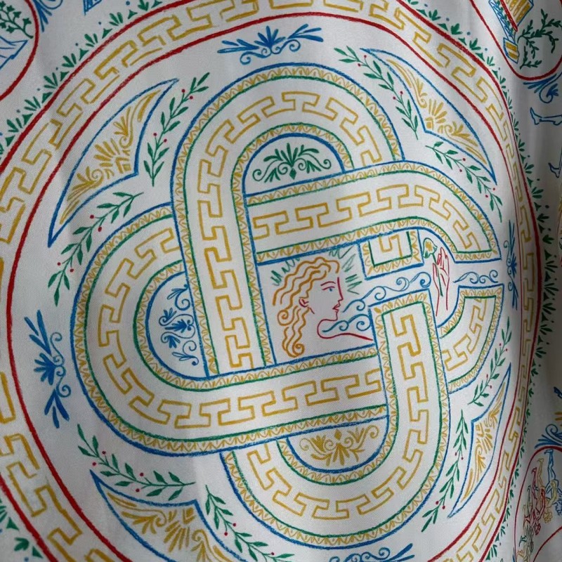 CASABLANCA White linen T-shirt with totem pattern