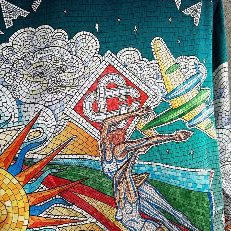 CASABLANCA Torch pattern silk shirt