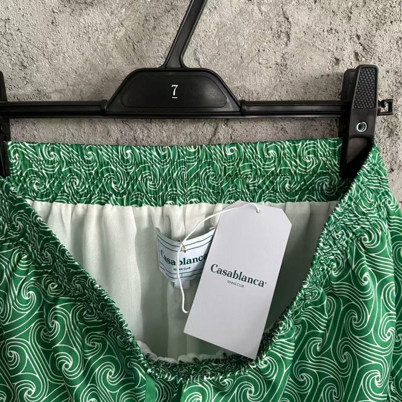 CASABLANCA Silk shorts with cuff pattern