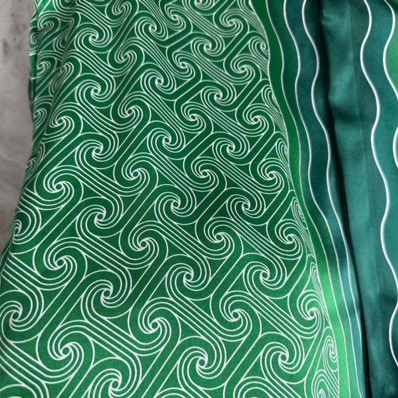 CASABLANCA Silk T-shirt with hem pattern