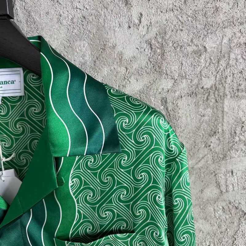 CASABLANCA Silk T-shirt with hem pattern