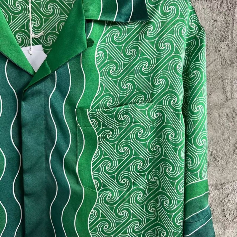 CASABLANCA Silk T-shirt with hem pattern