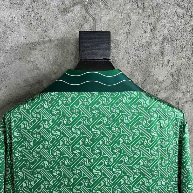 CASABLANCA Silk T-shirt with hem pattern