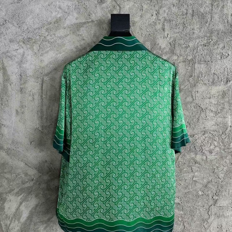 CASABLANCA Silk T-shirt with hem pattern