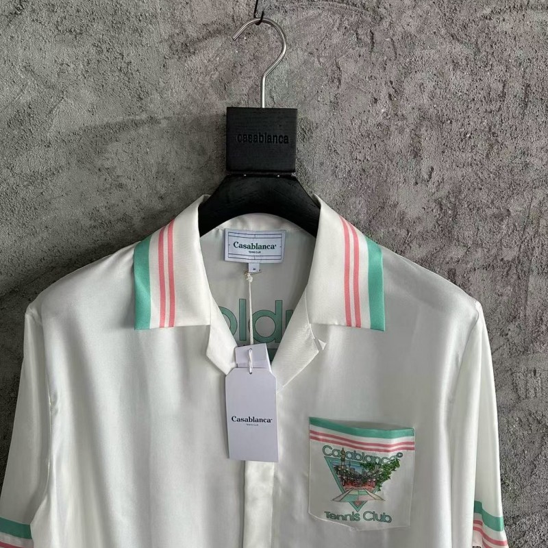 CASABLANCA Early Spring Fountain Pattern Silk T-shirt