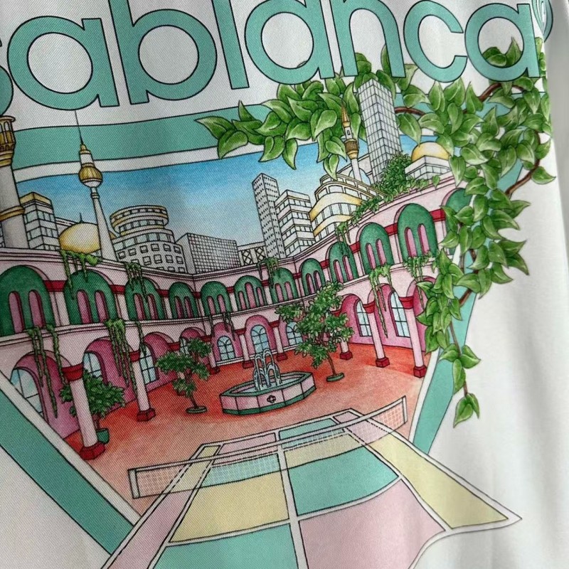 CASABLANCA Early Spring Fountain Pattern Silk T-shirt