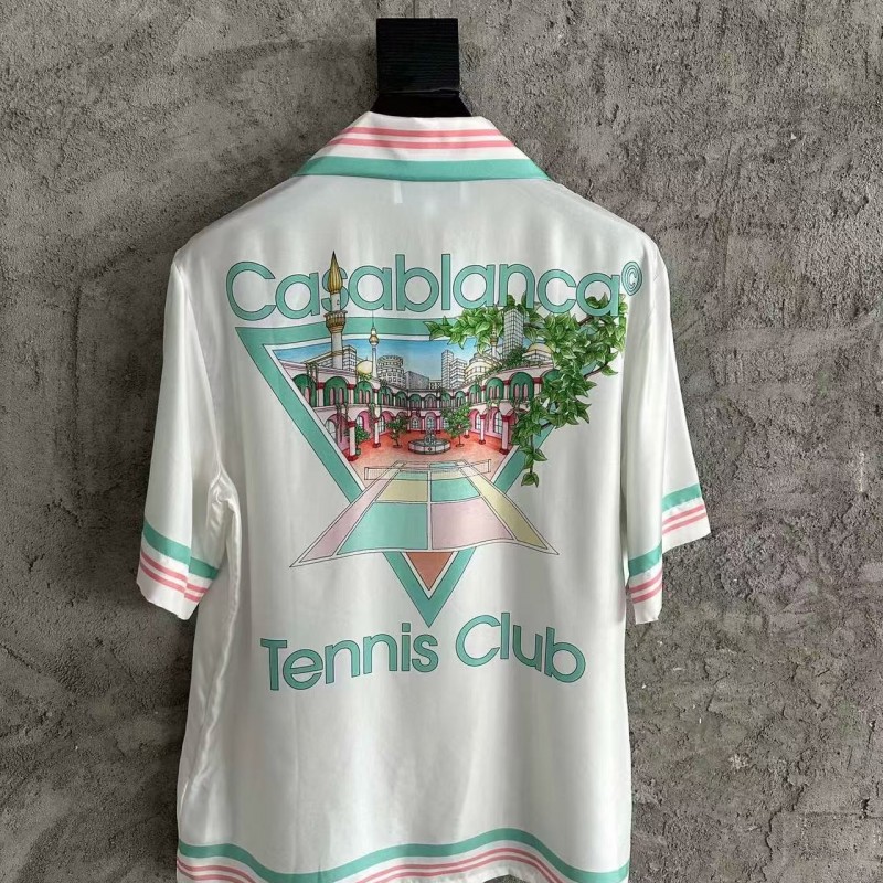 CASABLANCA Early Spring Fountain Pattern Silk T-shirt