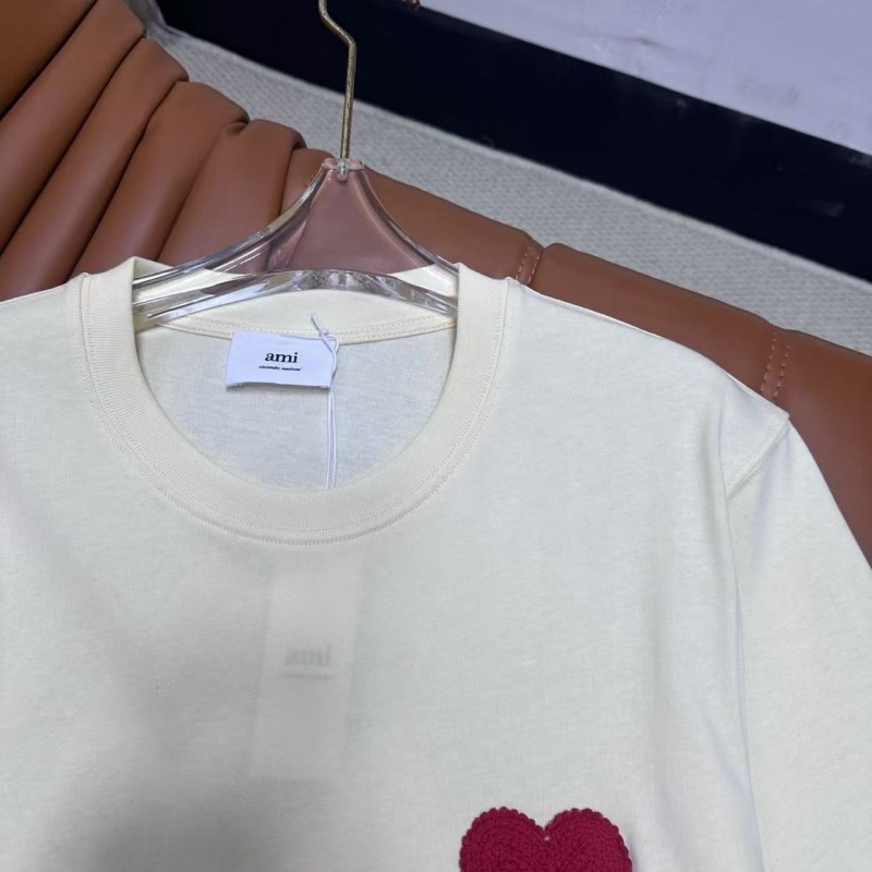 Ami heart woven short-sleeved T-shirt