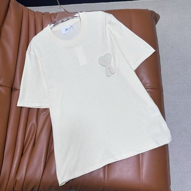 Ami heart woven short-sleeved T-shirt