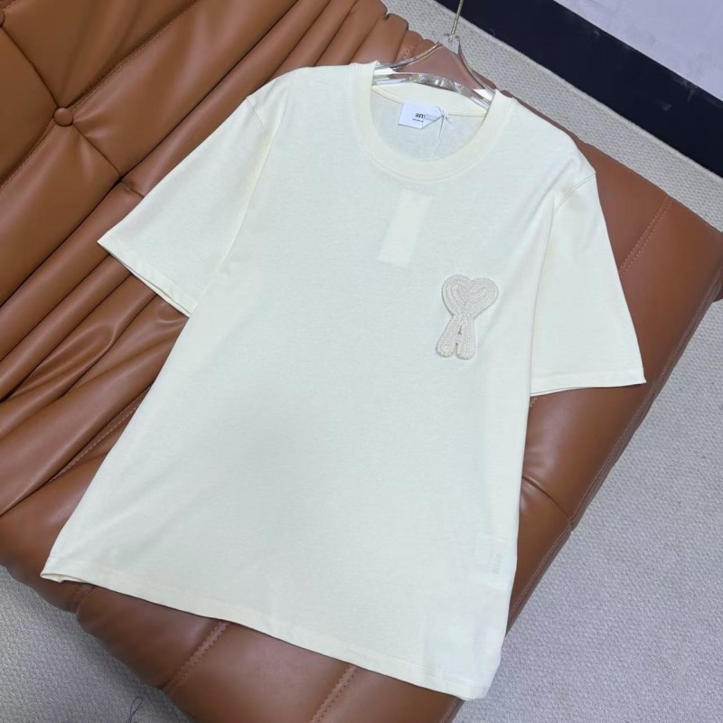 Ami heart woven short-sleeved T-shirt