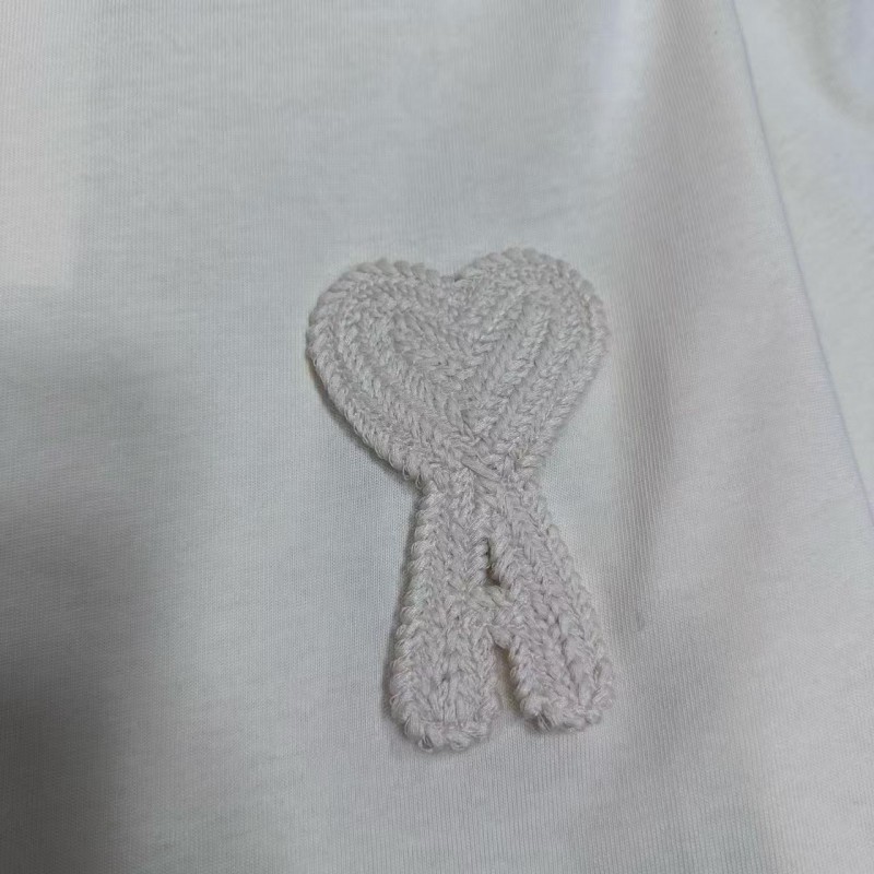 Ami heart woven short-sleeved T-shirt