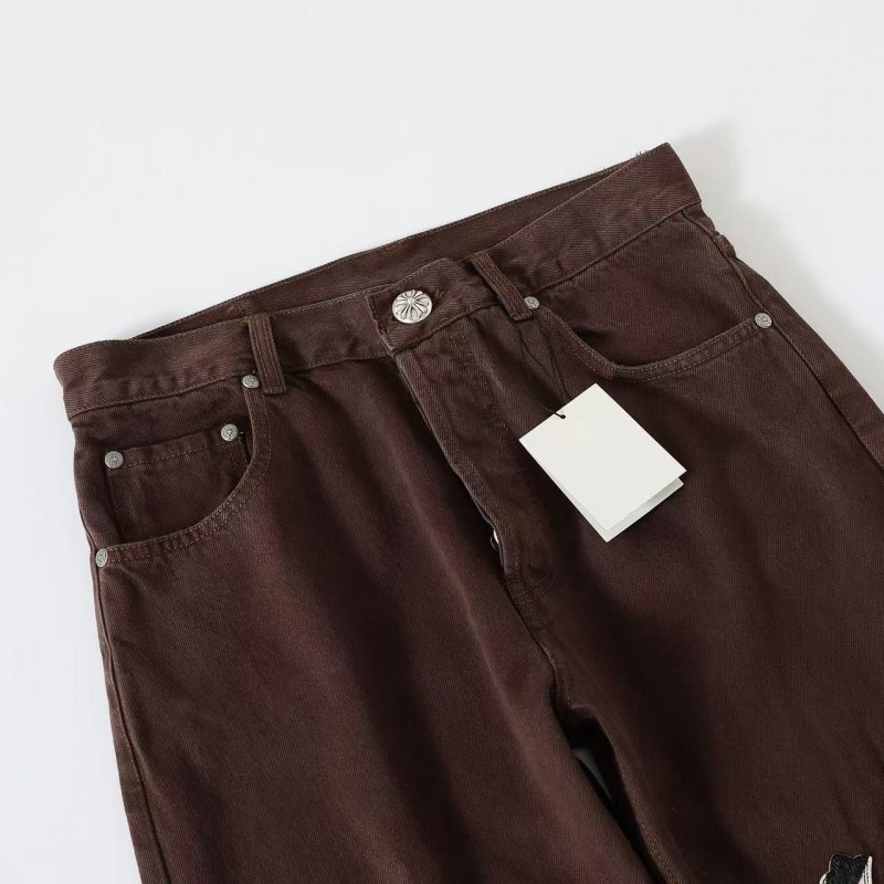 Ch**me He**ts leather embroidered jeans