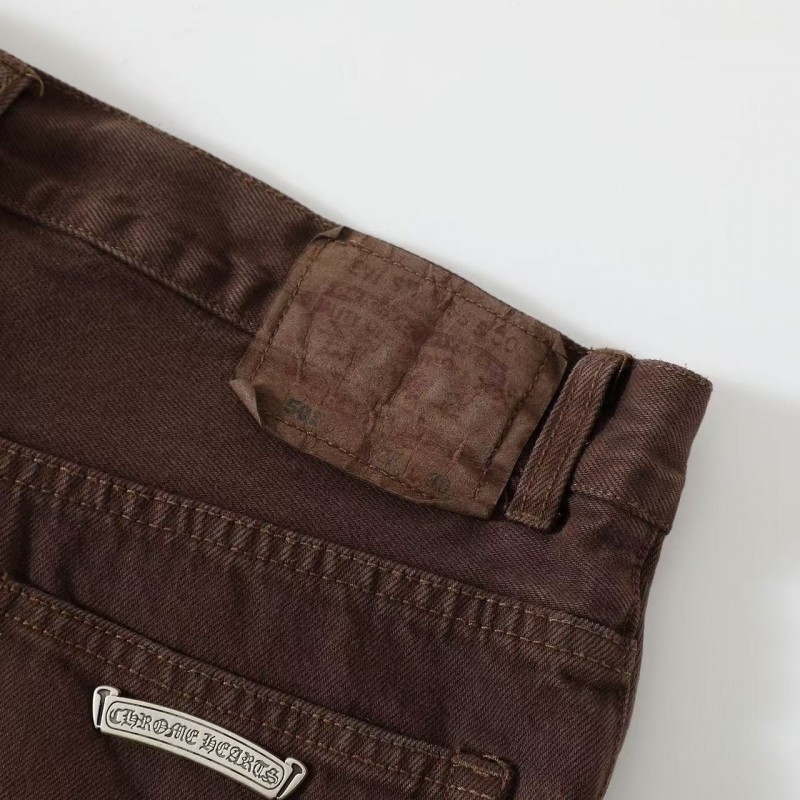 Ch**me He**ts leather embroidered jeans