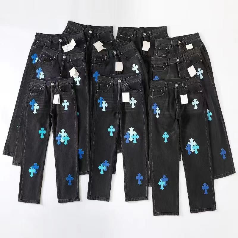 Ch**me He**ts London Limited Edition Blue Leather and Black Jeans