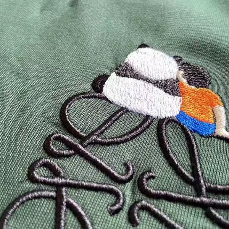 L0ew* panda embroidered short sleeves