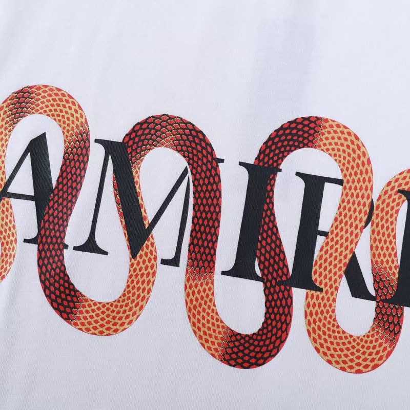 AMIRI Spring and Summer Snake Print Letter Pattern Short Sleeve