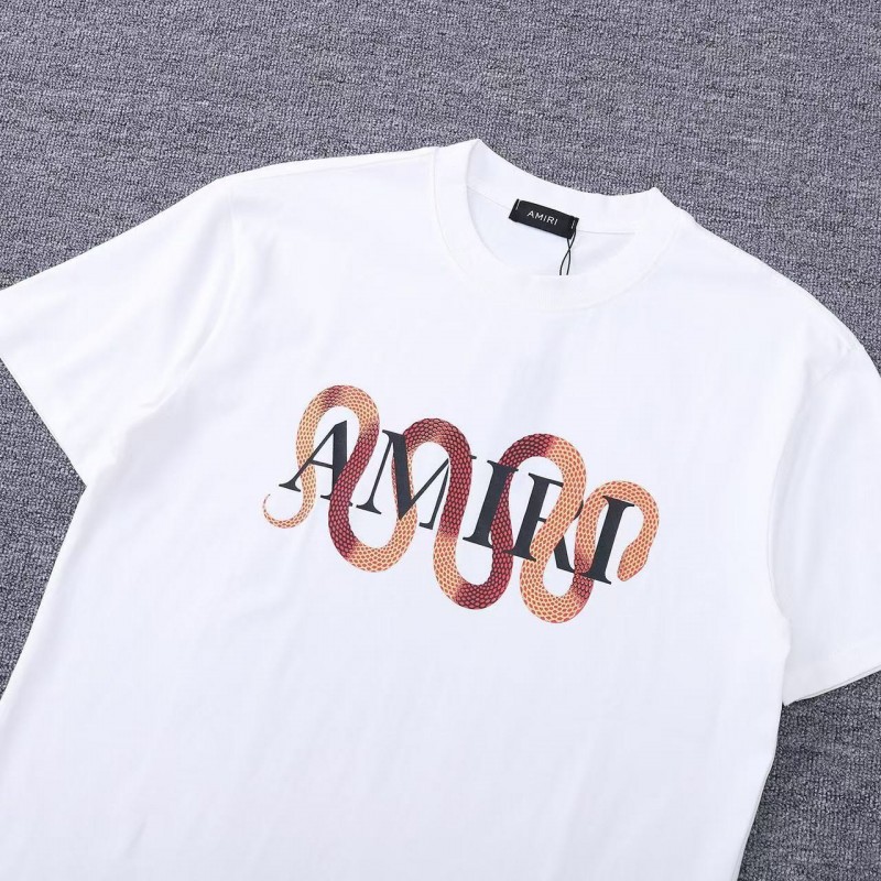 AMIRI Spring and Summer Snake Print Letter Pattern Short Sleeve