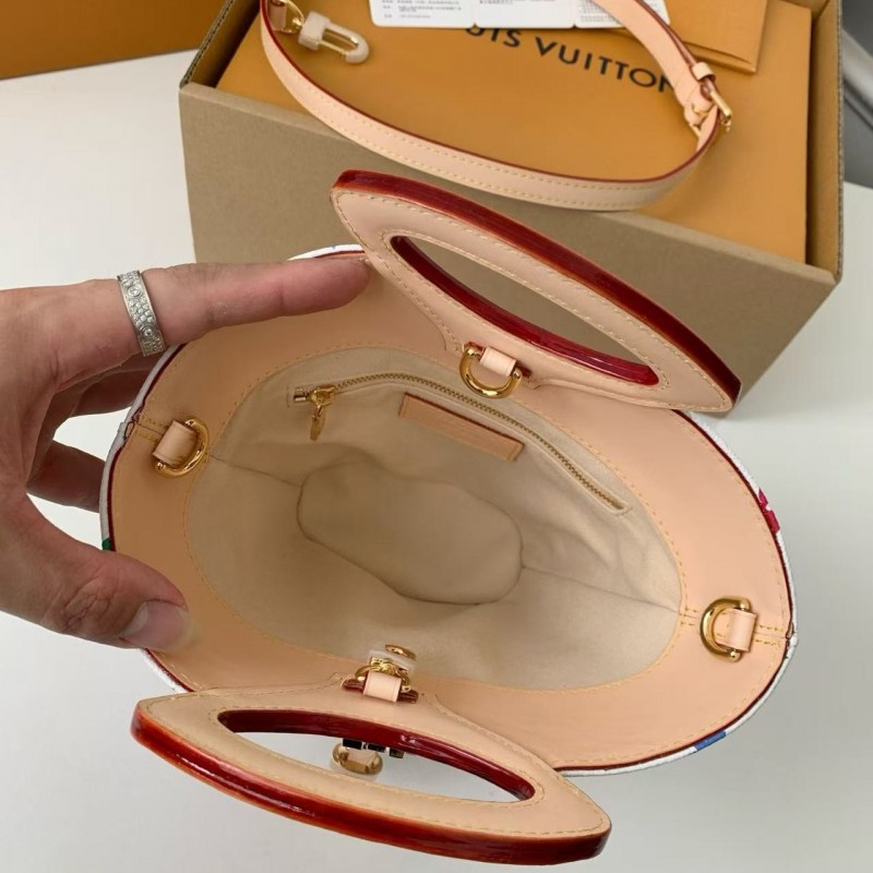 New RIVAGE BB white tri-color handbag M14680, 18*7*12cm