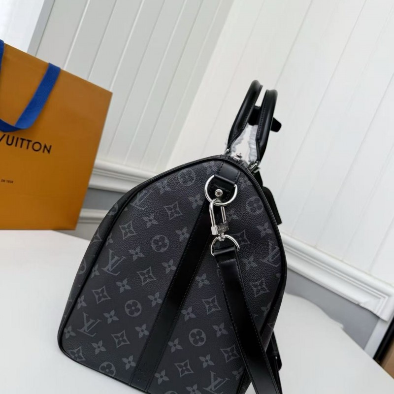 New KEEPALL BANDOULIÈRE 50 black check travel bag N14202