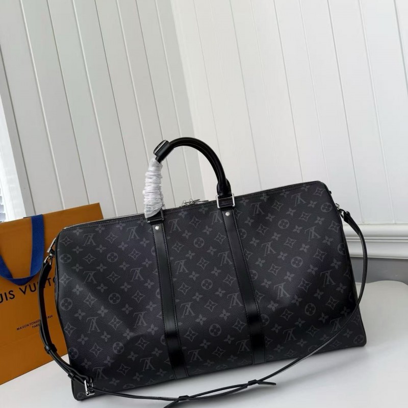 New KEEPALL BANDOULIÈRE 50 black check travel bag N14202