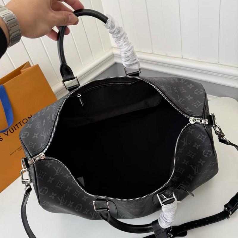 New KEEPALL BANDOULIÈRE 50 black check travel bag N14202