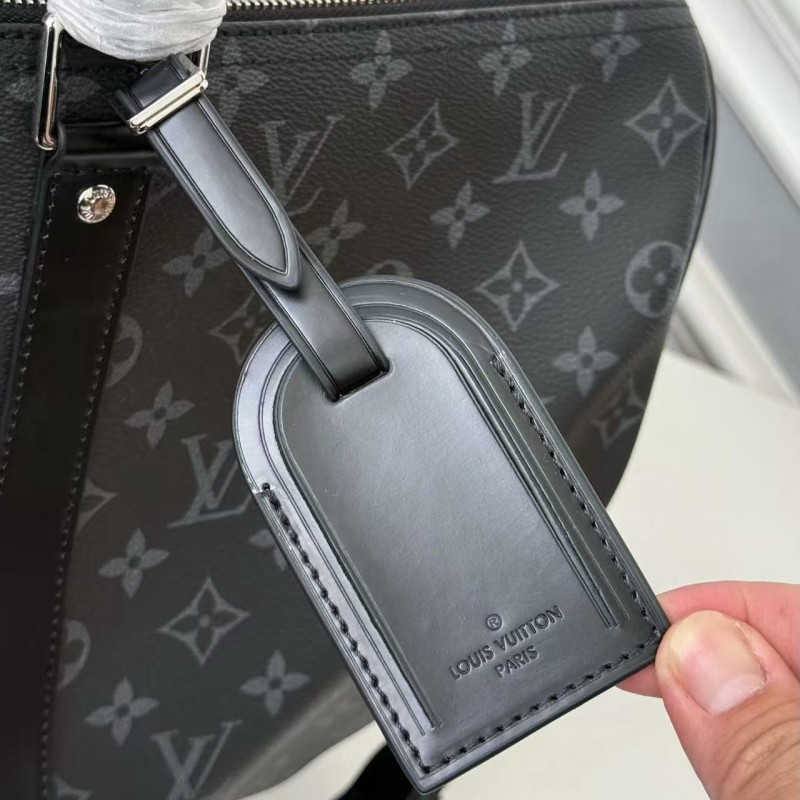 New KEEPALL BANDOULIÈRE 50 black check travel bag N14202