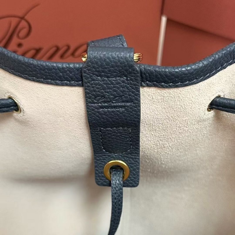 L**o p*ana extra dark blue imported cowhide drawstring backpack, size: 25*27*14cm