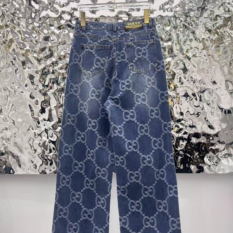G*u*i logo jacquard straight jeans
