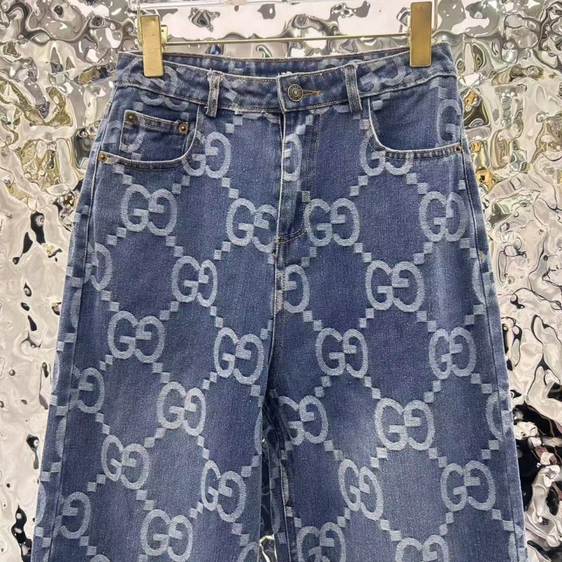 G*u*i logo jacquard straight jeans