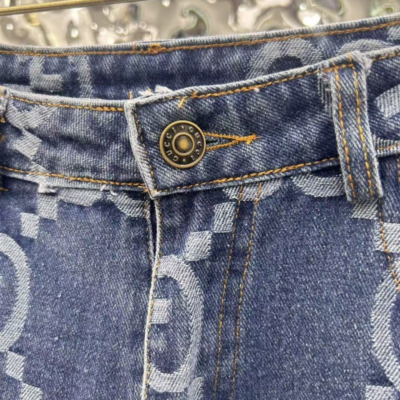 G*u*i logo jacquard straight jeans
